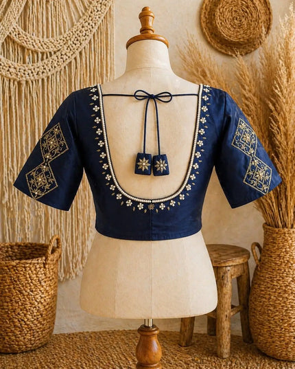 Sufi Silk Hand Zardosi Blouse | Pearl & Kardana Work | Festive Collection - Rosepetals Luxe