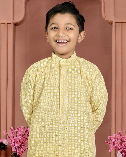 Boys’ Cotton Chikankari Kurta with Pajama Set | Perfect Festive Collection - Rosepetals Luxe