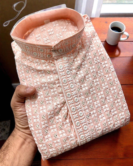 Boys’ Cotton Chikankari Kurta with Pajama Set | Perfect Festive Collection - Rosepetals Luxe