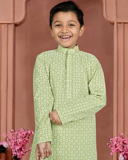 Boys’ Cotton Chikankari Kurta with Pajama Set | Perfect Festive Collection - Rosepetals Luxe