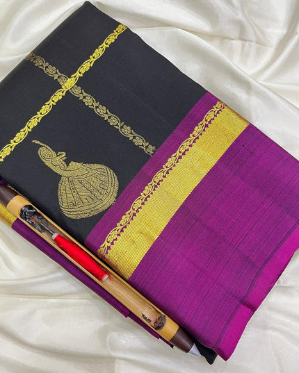 Elegant Kanchipuram Handloom Silk Saree | Unique Butta Design | Silk Mark Tag - Rosepetals Luxe
