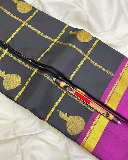 Elegant Kanchipuram Handloom Silk Saree | Unique Butta Design | Silk Mark Tag - Rosepetals Luxe