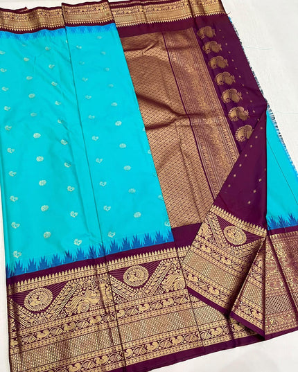 Kanchipuram Luxe Silk Saree | Elegant Border Collection - Rosepetals Luxe