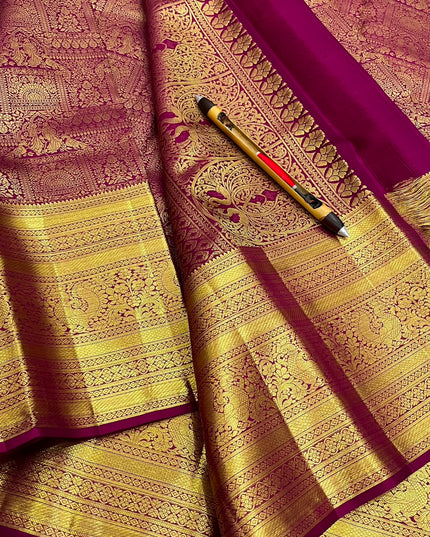 Kanchipuram Handloom Pure Silk Bridal Saree | Silk Mark Certified - Rosepetals Luxe