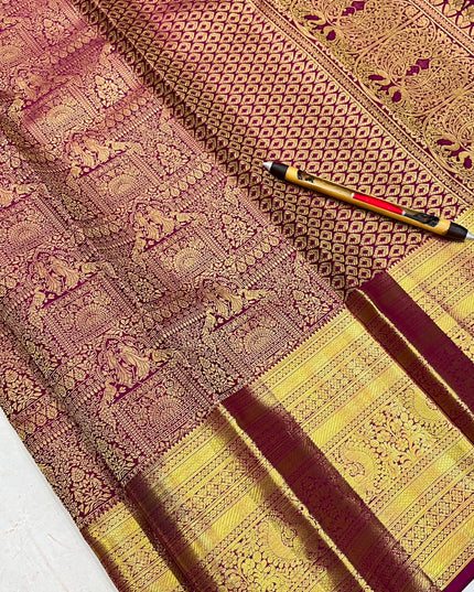 Kanchipuram Handloom Pure Silk Bridal Saree | Silk Mark Certified - Rosepetals Luxe