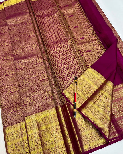 Kanchipuram Handloom Pure Silk Bridal Saree | Silk Mark Certified - Rosepetals Luxe