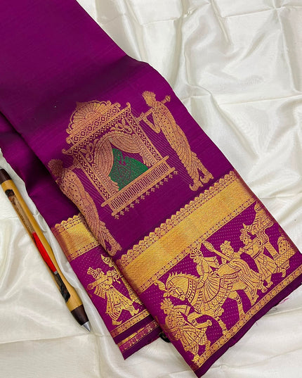 Kanchipuram Handloom Silk Saree | Silk Mark Certified | Traditional Elegance - Rosepetals Luxe