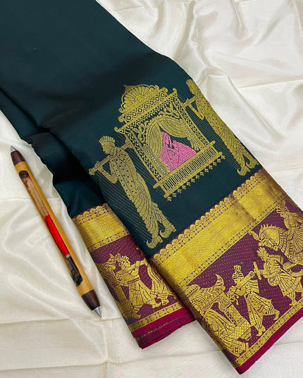 Kanchipuram Handloom Silk Saree | Silk Mark Certified | Traditional Elegance - Rosepetals Luxe