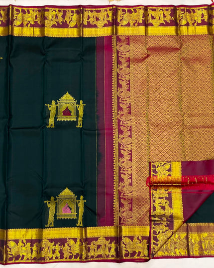 Kanchipuram Handloom Silk Saree | Silk Mark Certified | Traditional Elegance - Rosepetals Luxe
