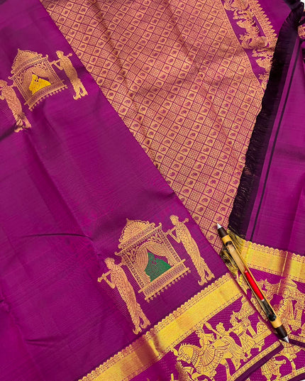 Kanchipuram Handloom Silk Saree | Silk Mark Certified | Traditional Elegance - Rosepetals Luxe