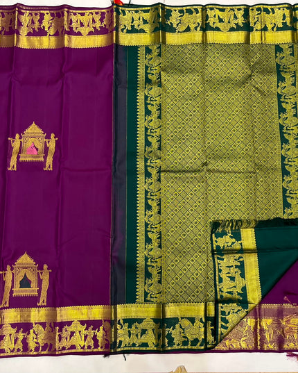 Kanchipuram Handloom Silk Saree | Silk Mark Certified | Traditional Elegance - Rosepetals Luxe