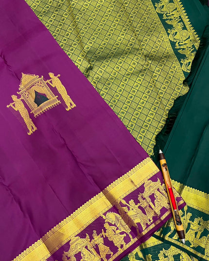 Kanchipuram Handloom Silk Saree | Silk Mark Certified | Traditional Elegance - Rosepetals Luxe