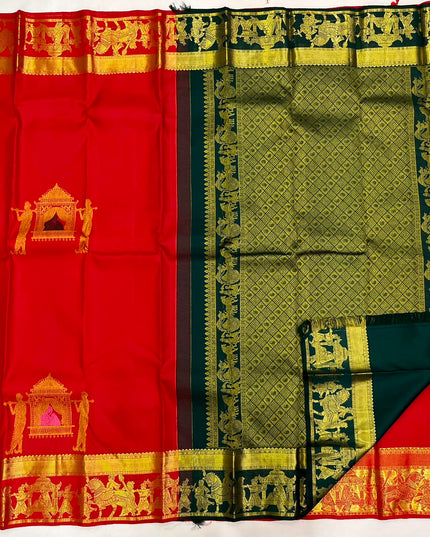 Kanchipuram Handloom Silk Saree | Silk Mark Certified | Traditional Elegance - Rosepetals Luxe