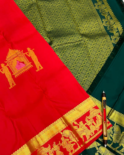Kanchipuram Handloom Silk Saree | Silk Mark Certified | Traditional Elegance - Rosepetals Luxe