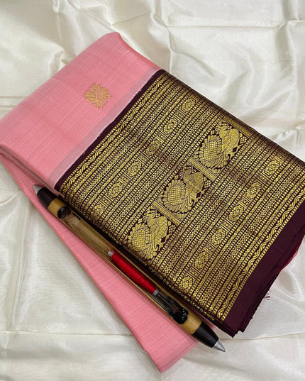 Premium Kanchipuram Pure Silk Saree | Designer Butta Weaving | Silk Mark Tag - Rosepetals Luxe