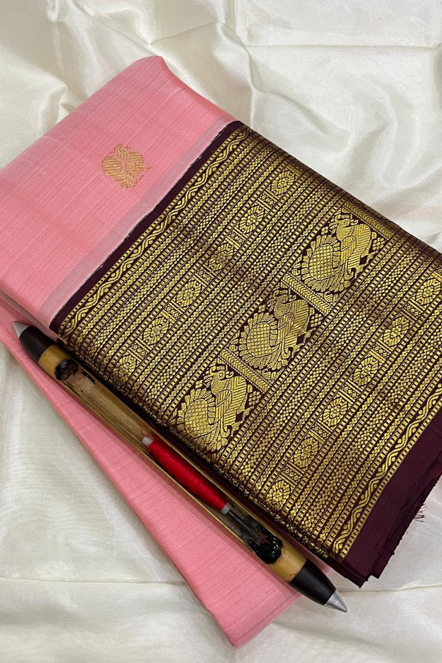 Premium Kanchipuram Pure Silk Saree | Designer Butta Weaving | Silk Mark Tag - Rosepetals Luxe