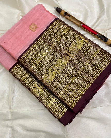 Premium Kanchipuram Pure Silk Saree | Designer Butta Weaving | Silk Mark Tag - Rosepetals Luxe