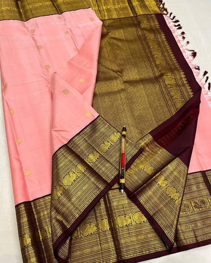 Premium Kanchipuram Pure Silk Saree | Designer Butta Weaving | Silk Mark Tag - Rosepetals Luxe