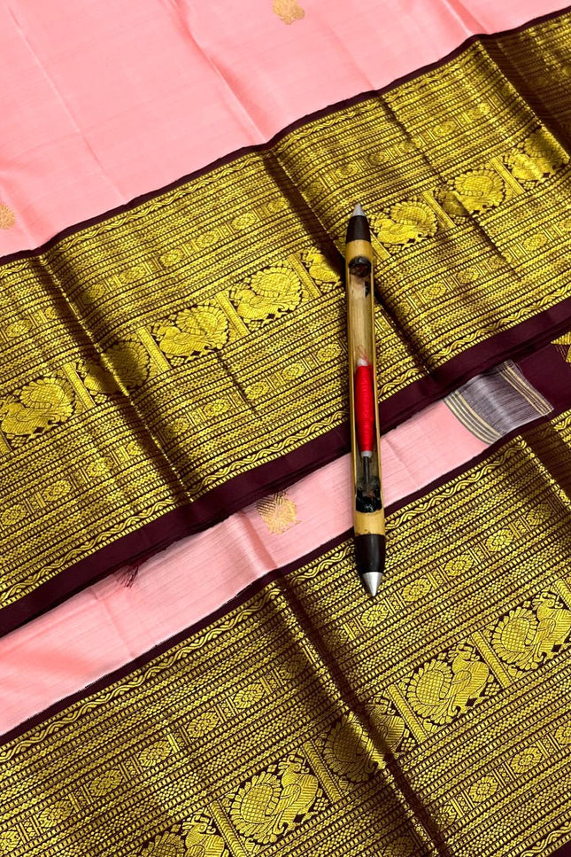 Premium Kanchipuram Pure Silk Saree | Designer Butta Weaving | Silk Mark Tag - Rosepetals Luxe
