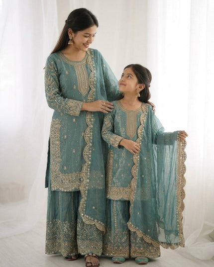 Mom & Daughter Matching Fendy Silk Suit Set