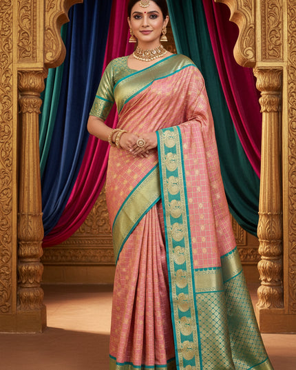 Kanchipuram Luxe Silk Fancy Checked Saree Collection