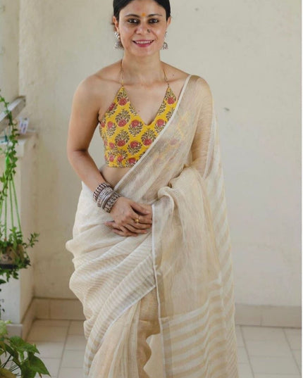 Soft Chanderi Cotton Saree with Digital Print & Blouse Piece