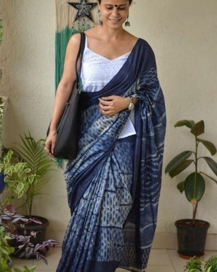 Soft Chanderi Cotton Saree with Digital Print & Blouse Piece