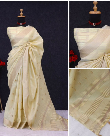 Silky Cotton Saree with Zari Butti All Over & Running Blouse