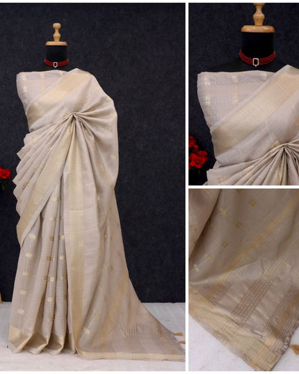 Silky Cotton Saree with Zari Butti All Over & Running Blouse