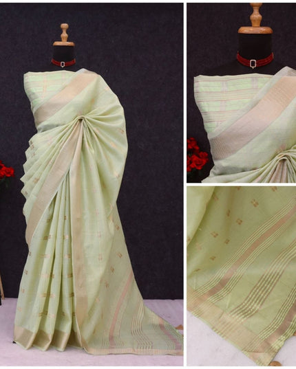 Silky Cotton Saree with Zari Butti All Over & Running Blouse