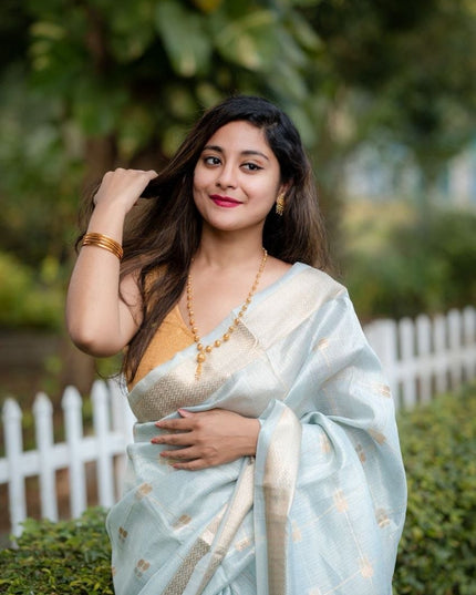 Silky Cotton Saree with Zari Butti All Over | With Running Blouse | Rosepetals Luxe
