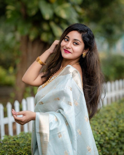 Silky Cotton Saree with Zari Butti All Over | With Running Blouse | Rosepetals Luxe
