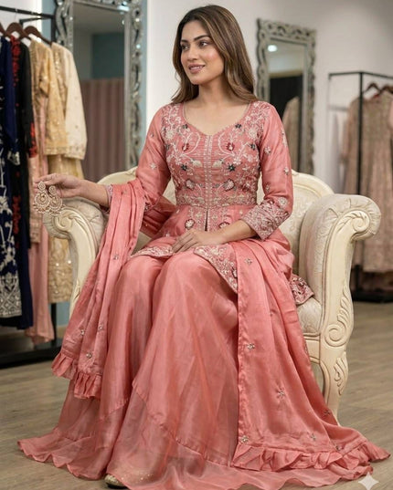 Rangoli Silk Sharara Set | Sequence Embroidery | 3-Piece Festive Suit | Ready to Wear