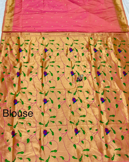 Premium Soft Silk Gauri Muniyaa Paithani | Allover Butti with Meena Zari Blouse - Rosepetals Luxe 