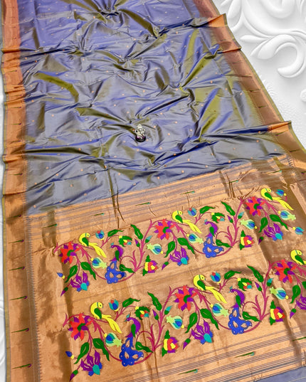 Premium Soft Silk Gauri Muniyaa Paithani | Allover Butti with Meena Zari Blouse - Rosepetals Luxe 