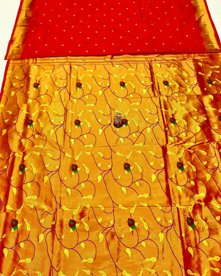 Premium Soft Silk Gauri Muniyaa Paithani | Allover Butti with Meena Zari Blouse - Rosepetals Luxe 