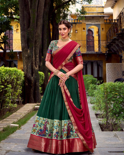 Aastha Silk Zari Weaving Lehenga Choli Set with Georgette Dupatta Designer Printed Festive Wedding Party Wear for Women