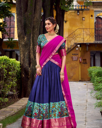 Aastha Silk Zari Weaving Lehenga Choli Set with Georgette Dupatta Designer Printed Festive Wedding Party Wear for Women