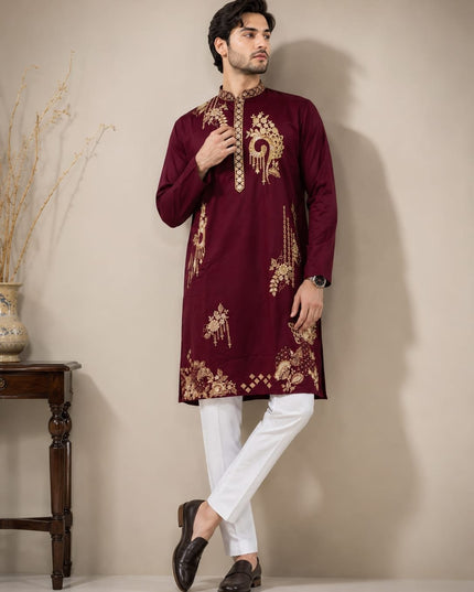 Premium Embroidered Lachka Kurta Pyjama Set for Men Traditional Navratri Garba Dandiya Wedding Party Festive Ethnic Wear