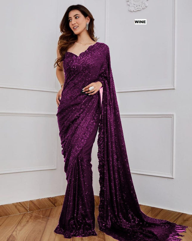 Bollywood Blockbuster 5MM Sequins Saree – Elegant & Fancy - Rosepetals Luxe