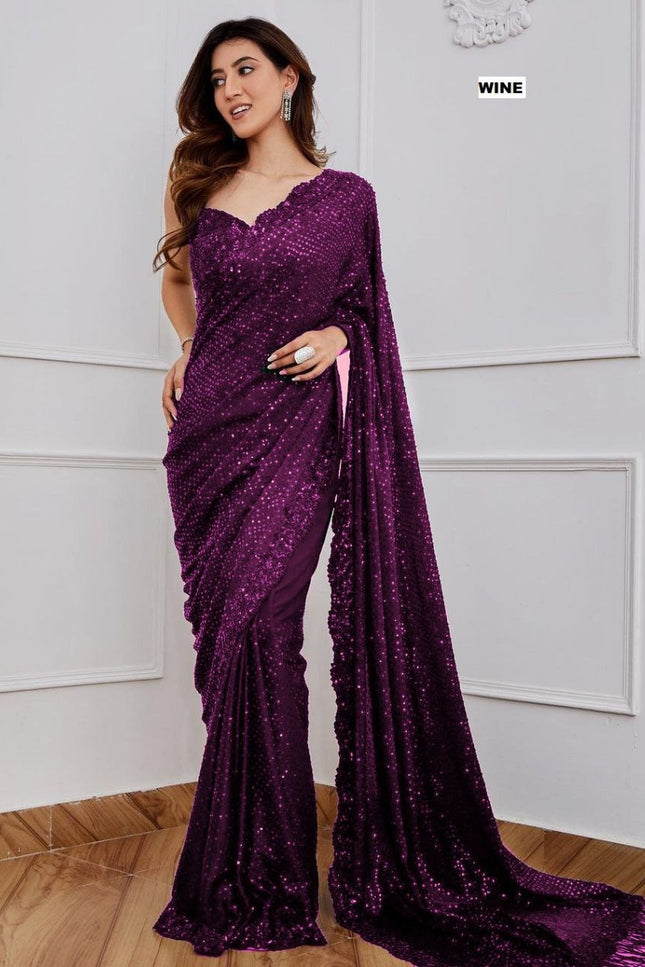 Bollywood Blockbuster 5MM Sequins Saree – Elegant & Fancy - Rosepetals Luxe