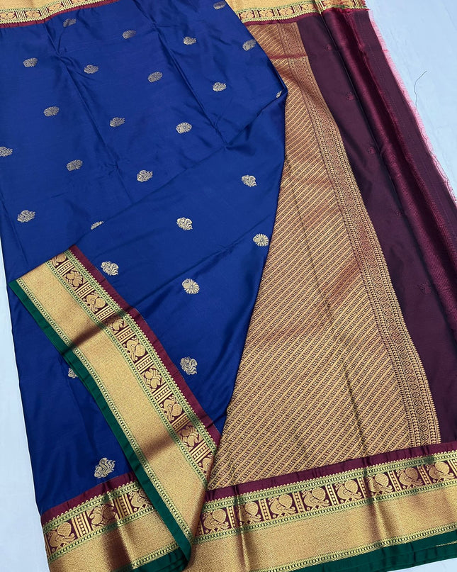 Affordable Luxury Lightweight Korvai Saree with Big Zari Border - Rosepetals Luxe