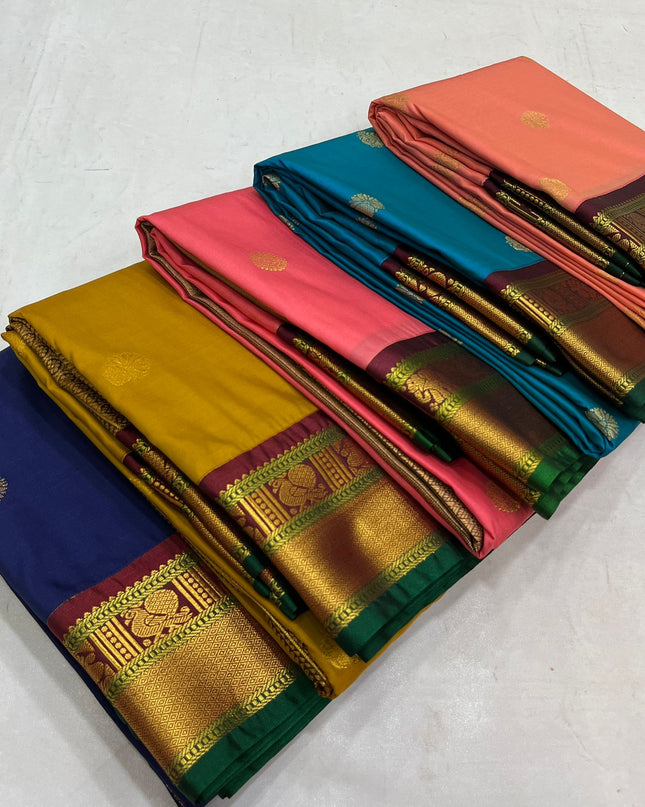 Affordable Luxury Lightweight Korvai Saree with Big Zari Border - Rosepetals Luxe