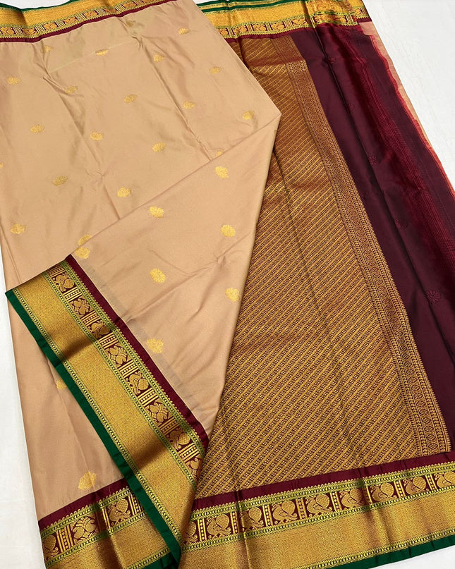 Affordable Luxury Lightweight Korvai Saree with Big Zari Border - Rosepetals Luxe