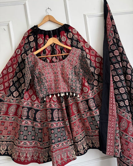 Ajrakh Cotton Chaniya Choli Set - Rosepetals Luxe