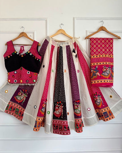 Ajrakh Cotton Mirror Work Chaniya Choli Set - Rosepetals Luxe