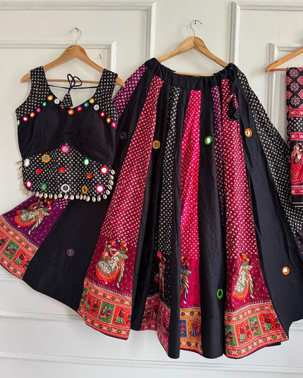 Ajrakh Cotton Mirror Work Chaniya Choli Set - Rosepetals Luxe