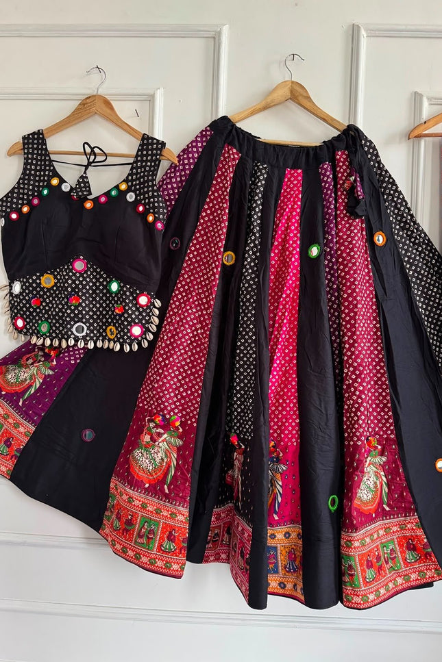 Ajrakh Cotton Mirror Work Chaniya Choli Set - Rosepetals Luxe
