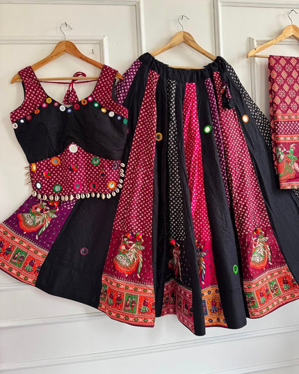Ajrakh Cotton Mirror Work Chaniya Choli Set - Rosepetals Luxe