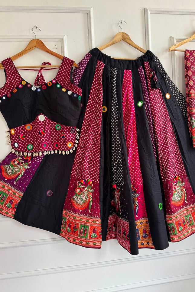 Ajrakh Cotton Mirror Work Chaniya Choli Set - Rosepetals Luxe